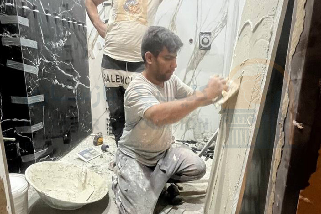 اجرای اسلب کف و بدنه سرویس بهداشتی کلینیک زیبایی جردن