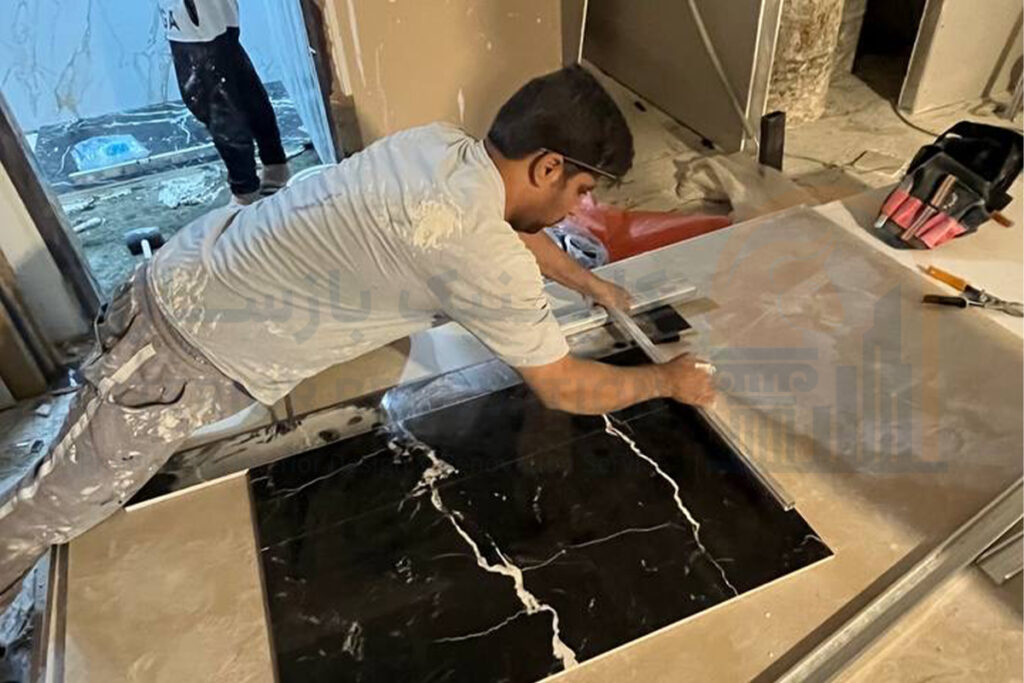 اجرای اسلب کف و بدنه سرویس بهداشتی کلینیک زیبایی جردن